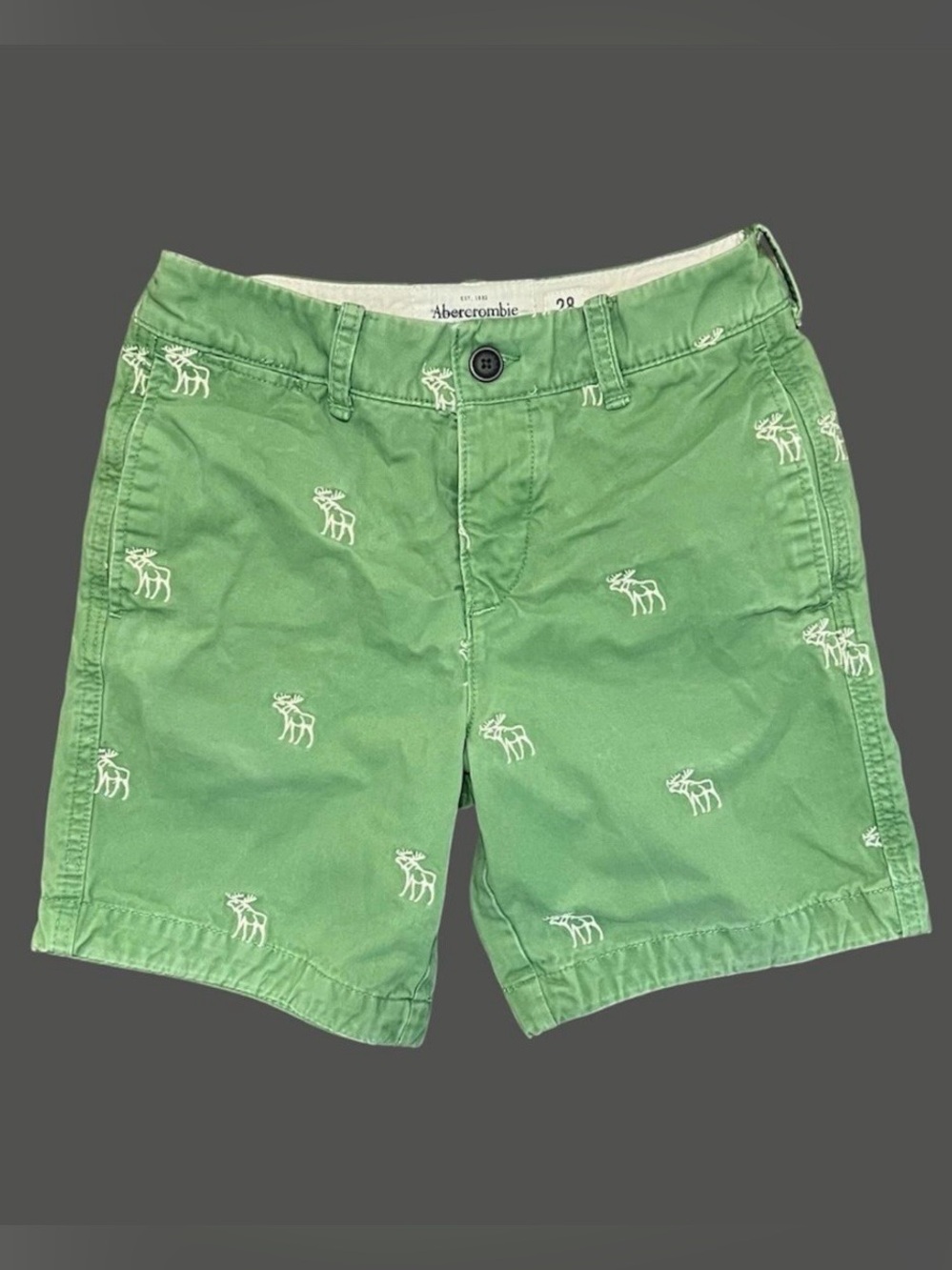 Abercrombie Green Embroidered Moose Shorts